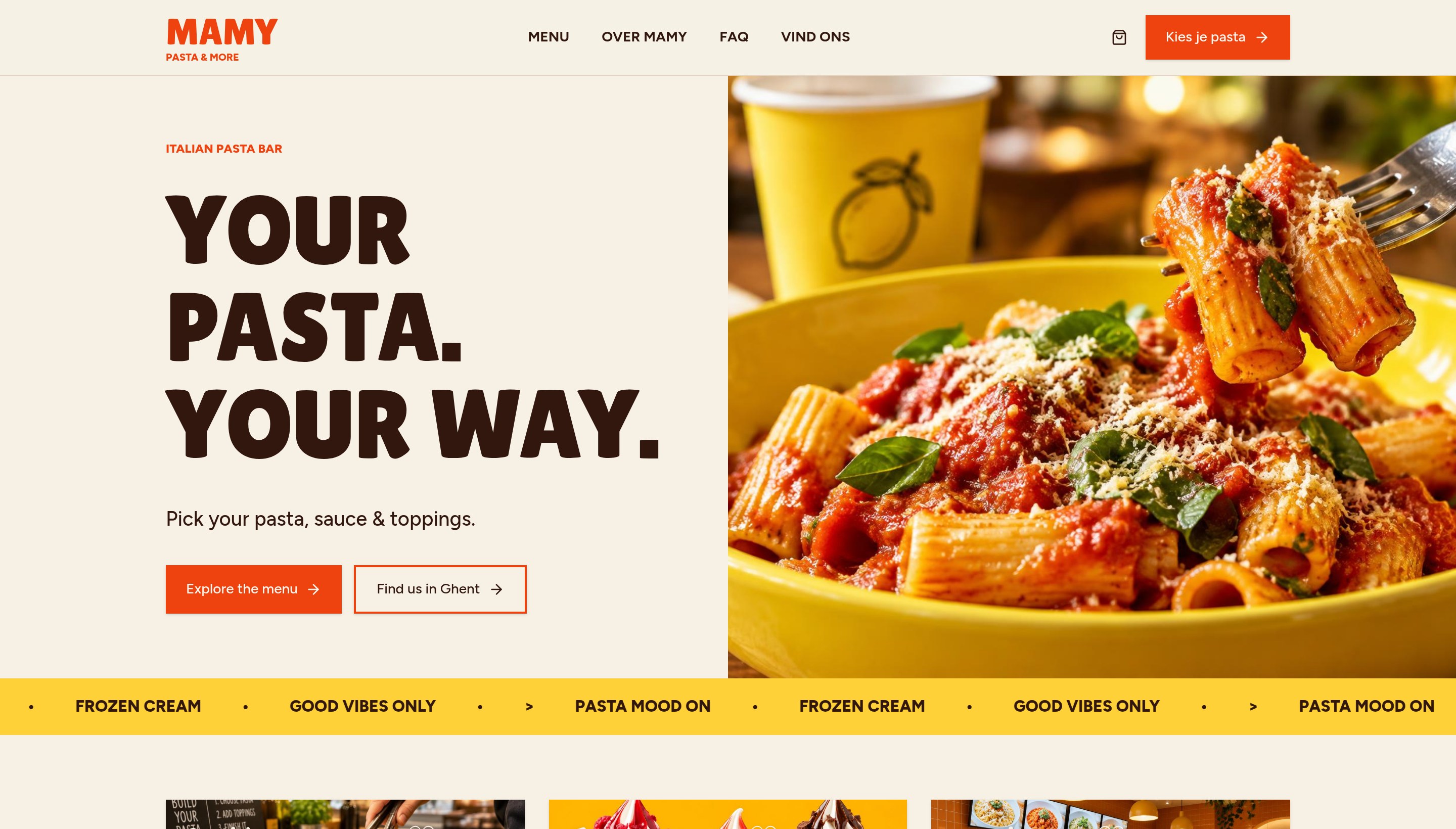 MAMY homepage on desktop