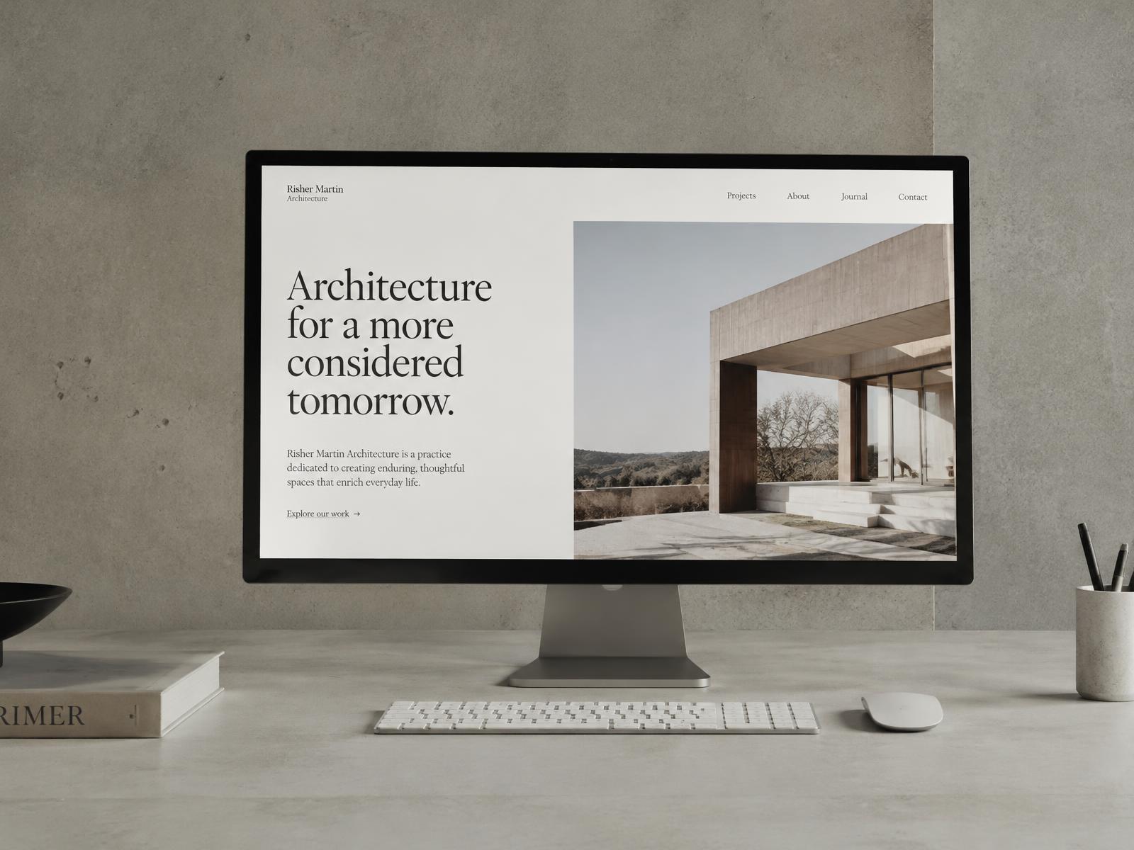 Architecture practice website on a desktop screen